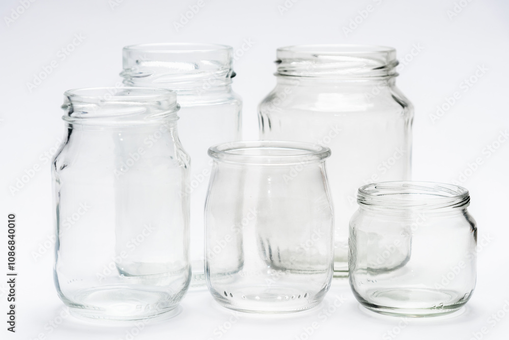 Empty Glass Transparent Jar On White Background Empty Glass Transparent Jar On White Background