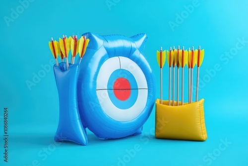 A kids' archery set with an inflatable target.