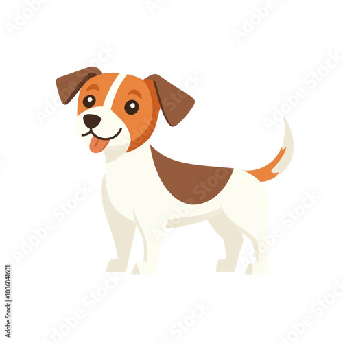 Simple, flat icon of an adorable Jack Russell terrier, on a white background.