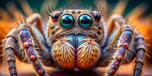 Intricate Details of a Spider Under Microscope: Revealing Nature's Tiny Wonders in Stunning Clarity and Colorful Textures for Scientific Exploration and Education