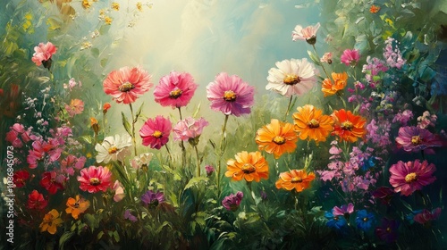 Vibrant Floral Garden Painting