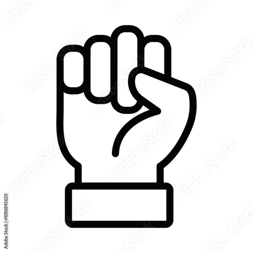 Minimalist clenched fist vector icon. Editable stroke.