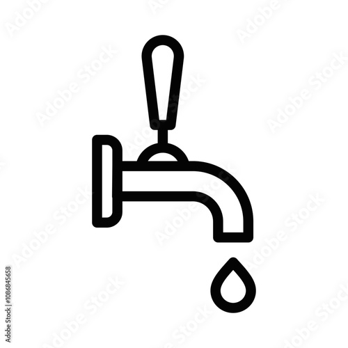 Minimalist beer tap with a droplet vector icon. Editable stroke.