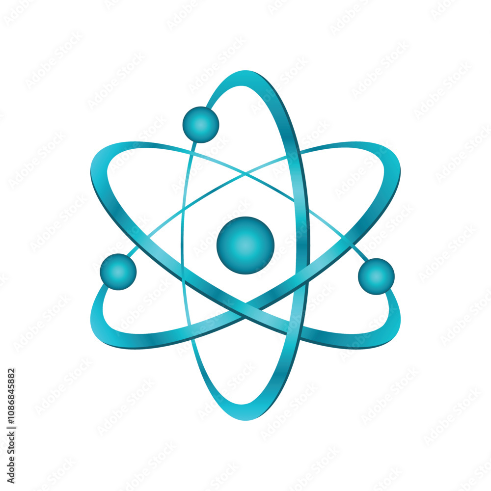 Particle of an atom. Atom structure science sign. Atom vector model Particle of an atom. Atom structure science sign. Atom vector model