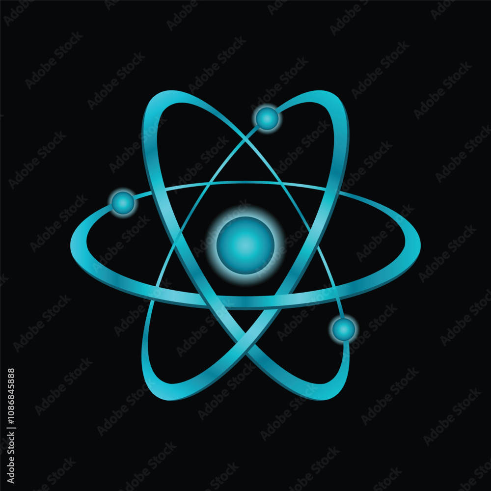 Particle of an atom. Atom structure science sign. Atom vector model Particle of an atom. Atom structure science sign. Atom vector model