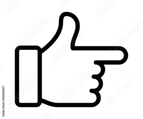 Pointing finger outline vector icon. Editable stroke.