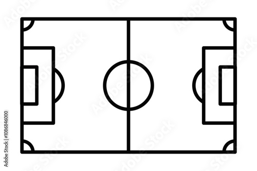 Soccer field outline vector icon. Editable stroke.