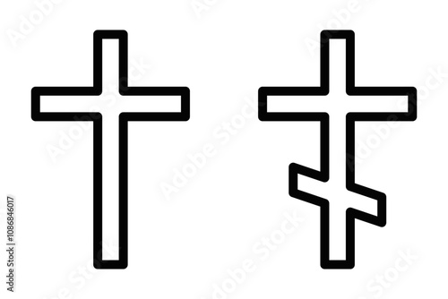 Cross symbol outline vector icon. Editable stroke.