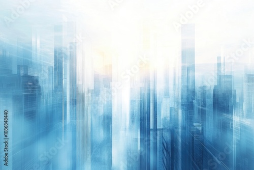 Double exposure of a business city with buildings and glass windows.