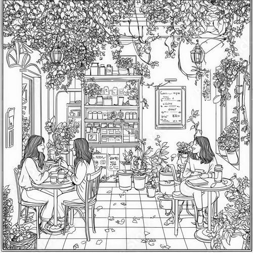 A cozy coffee shop with fri...
