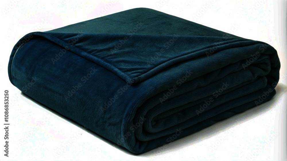 Soft Blue Blanket Folded Neatly on White Background - Cozy Textiles, Home Decor, Minimalist Style, Serene Aesthetic, Photography, Softness, Comfort, Elegant Design Soft Blue Blanket Folded Neatly on White Background - Cozy Textiles, Home Decor, Minimalist Style, Serene Aesthetic, Photography, Softness, Comfort, Elegant Design