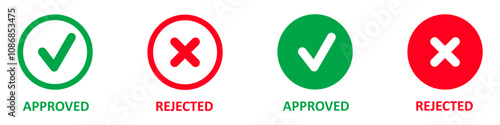 Green check mark and red cross mark icon. Vector illustration.