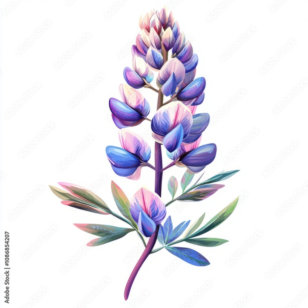 Fototapeta premium Beautiful lupines flower isolated on white background