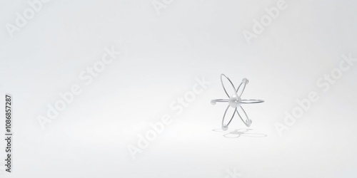 Sulfur isotope atom model on plain white backdrop, molecular, educational, concept