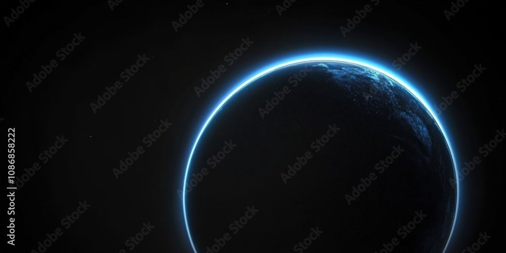 Stunning View of Earth from Space with Vibrant Blue Atmosphere and Dark Background, Perfect for Illustrating Cosmic Concepts, Environmental Themes, and Scientific Exploration Stunning View of Earth from Space with Vibrant Blue Atmosphere and Dark Background, Perfect for Illustrating Cosmic Concepts, Environmental Themes, and Scientific Exploration