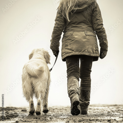 Person Walking With Dog Iso...