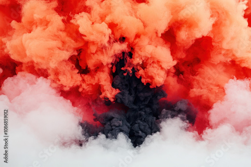 Red Smoke On White Background