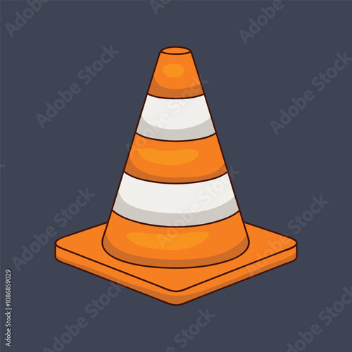 traffic cone in flat vector design.