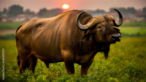 Indian buffalo in the field