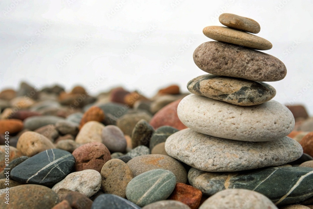 Urban Exploration: A Pile of Stones and Pebbles on a White Background for Generative AI Art Urban Exploration: A Pile of Stones and Pebbles on a White Background for Generative AI Art