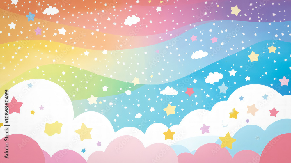 Wallpaper Featuring Soft, Swirling Clouds In Pastel Colors, With A Hint Of Sparkling Stars Scattered Throughout For A Magical Atmosphere Wallpaper Featuring Soft, Swirling Clouds In Pastel Colors, With A Hint Of Sparkling Stars Scattered Throughout For A Magical Atmosphere