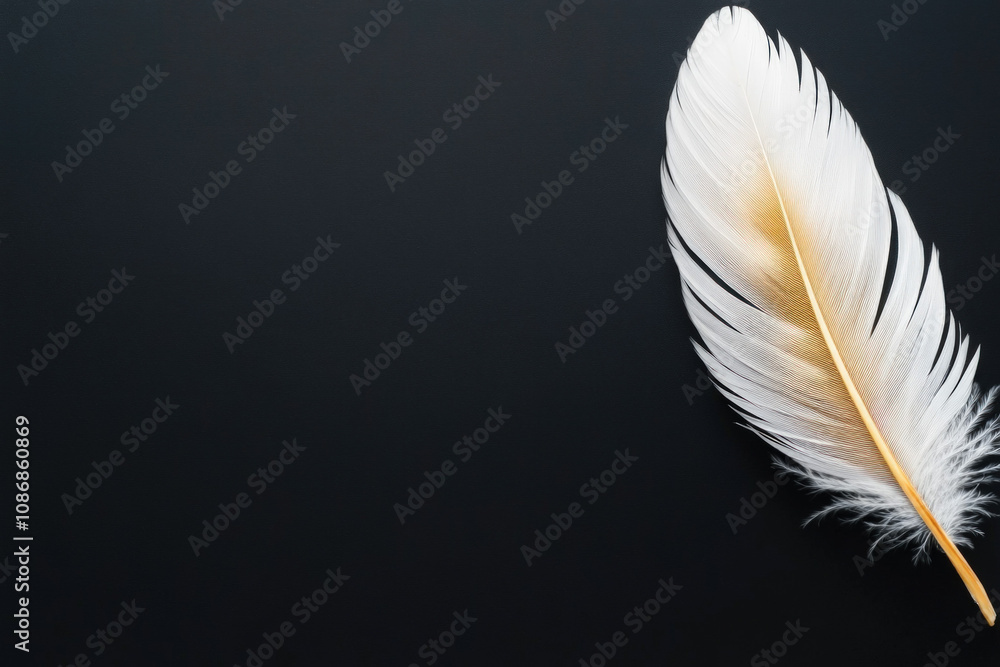 Obraz premium White Feather On Black Background