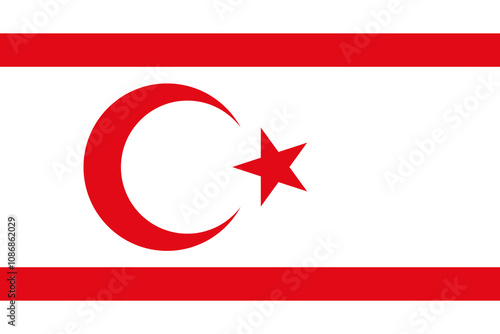 Official national flag of Northern Cyprus. Flag of the Turkish Republic of Northern Cyprus. Correct proportions and colors. Vector illustration