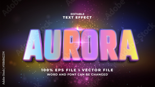 editable 3d aurora bold text effect.typhography logo