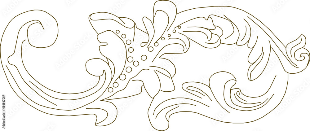 Vector sketch illustration of the silhouette of a classic ethnic vintage traditional floral ornament design for completeness of the image Vector sketch illustration of the silhouette of a classic ethnic vintage traditional floral ornament design for completeness of the image