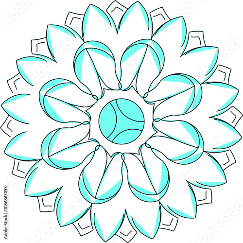 Vector sketch illustration of the silhouette of a classic ethnic vintage traditional floral ornament design for completeness of the image 