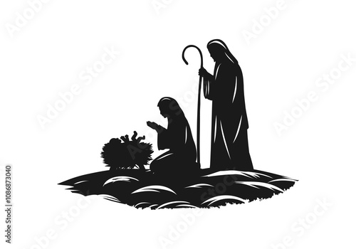 Nativity scene silhouette illustration