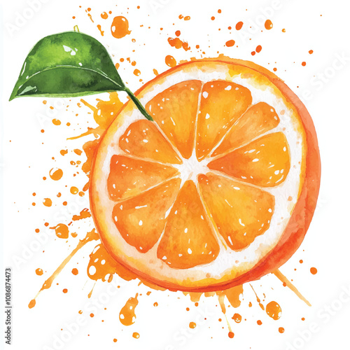 Orange splash watercolor clipart illustration