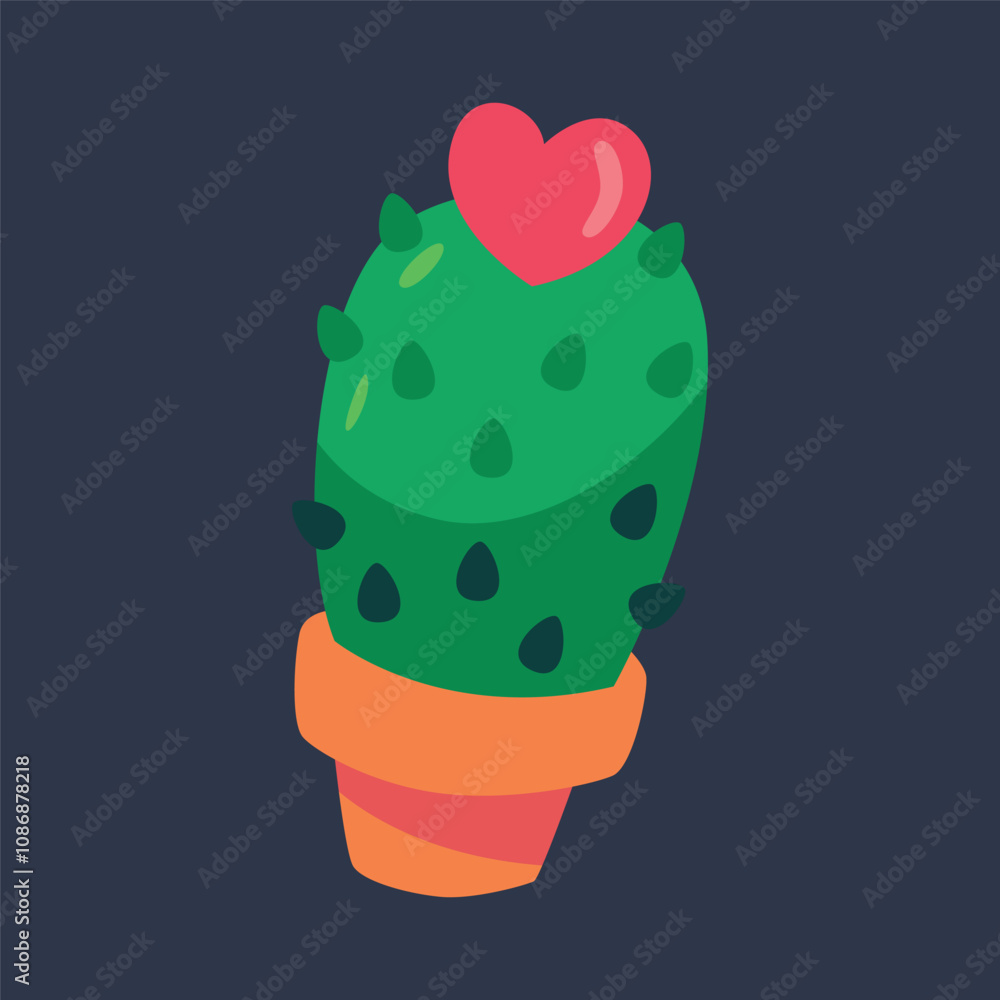 cactus tree with love sign in flat vector design. cactus tree with love sign in flat vector design.