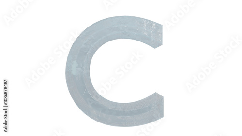  Ice font letter C capital on transparent background