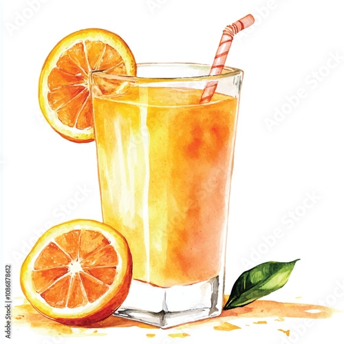 Orange watercolor clipart illustration