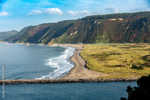 Los Quebrantos beach in the town of San Juan de la Arena. Asturias, Spain.
