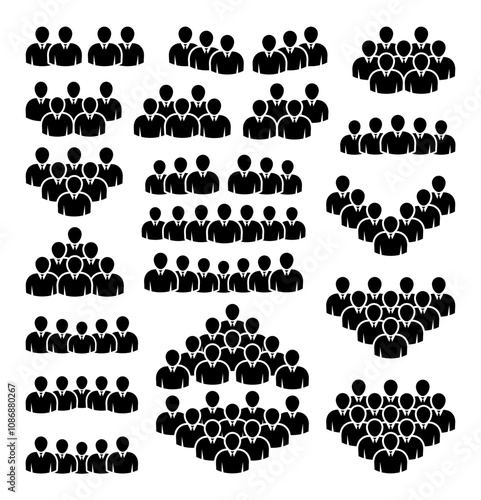 Zestaw ikon ludzi. Symbol tłumu.