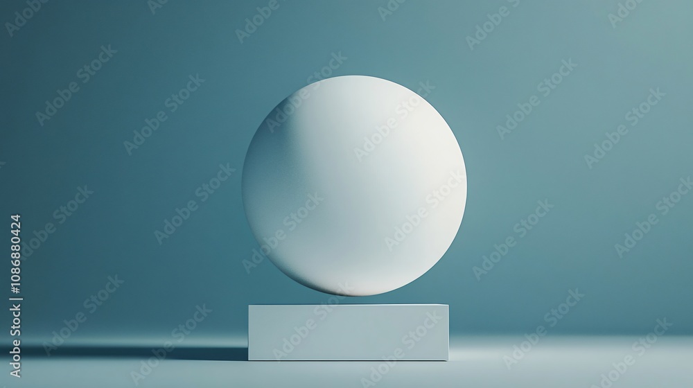 Minimalist White Egg on Blue Cube Minimalist White Egg on Blue Cube