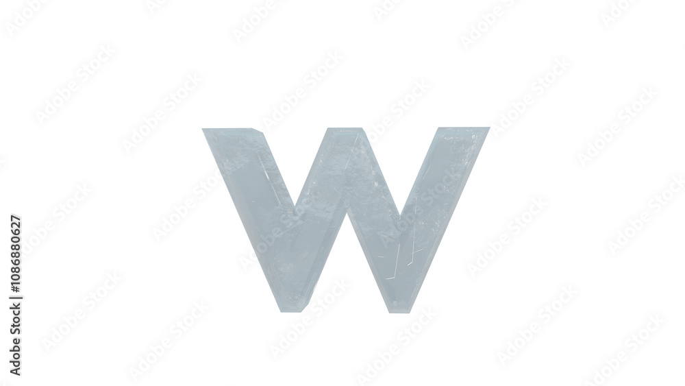 Ice font letter w small on transparent background Ice font letter w small on transparent background