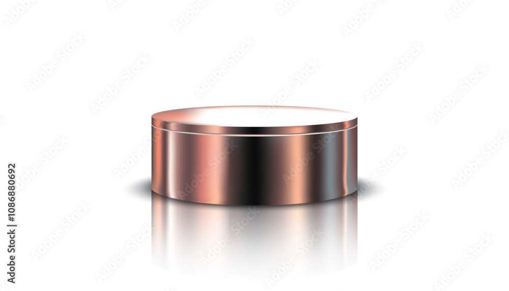 3D realistic cylinder podium silver on white background 3D realistic cylinder podium silver on white background