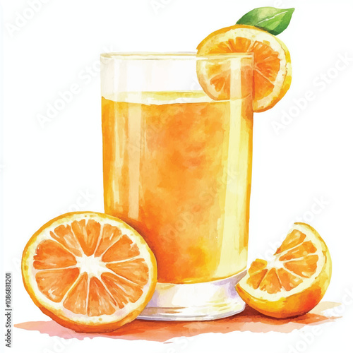 Orange watercolor clipart illustration