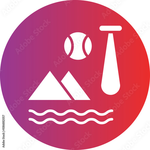 Beach Baseball Icon Style