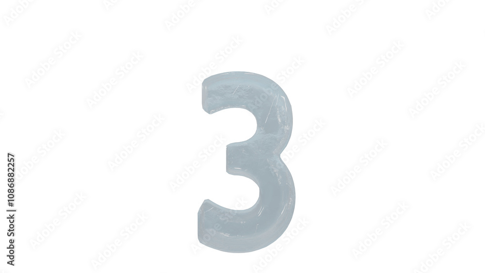 Ice font letter number 3 on transparent background Ice font letter number 3 on transparent background
