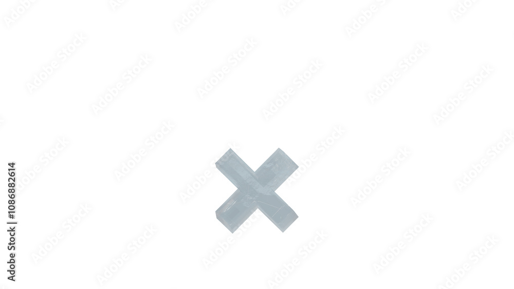 Ice font letter multiply sign on transparent background Ice font letter multiply sign on transparent background