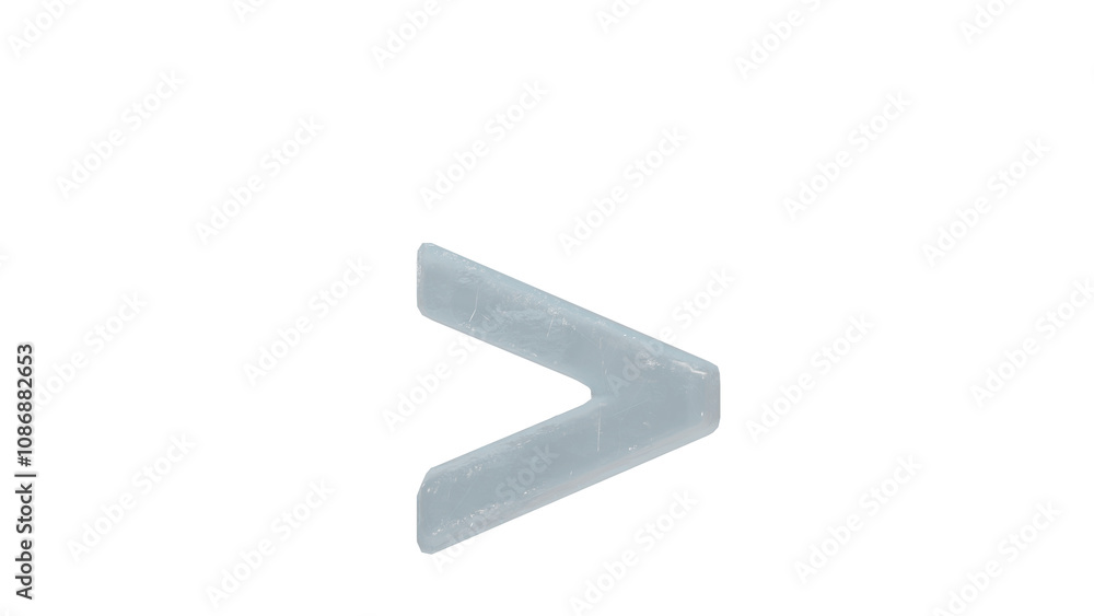 Ice font letter more sign on transparent background Ice font letter more sign on transparent background
