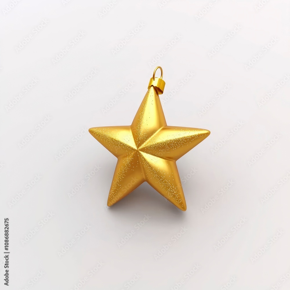 Golden Star Christmas Ornament on White Background Golden Star Christmas Ornament on White Background