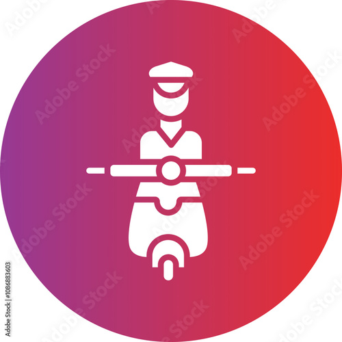 Police Officer On Scooter Icon Style