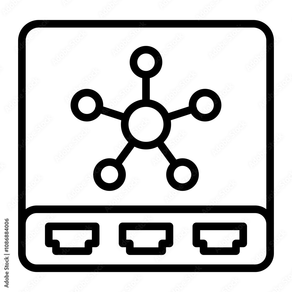 Hub Vector Line Icon Design