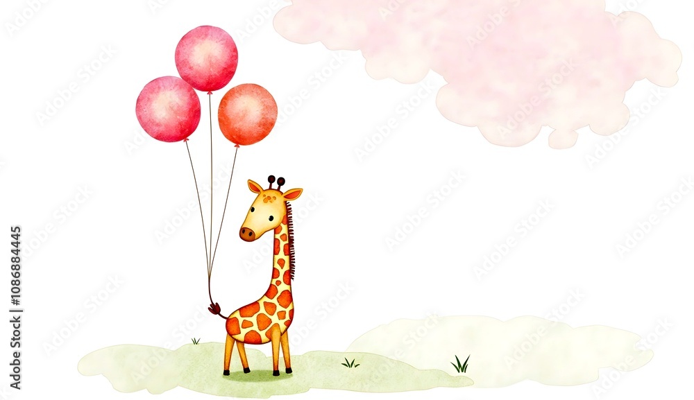 Obraz premium giraffe and balloons