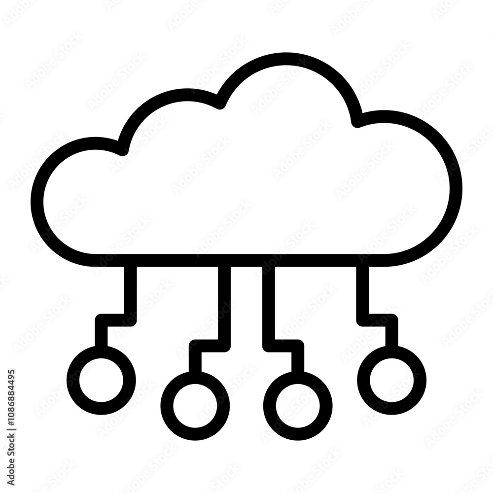 Cloud Architecture Vector Line Icon Design Cloud Architecture Vector Line Icon Design